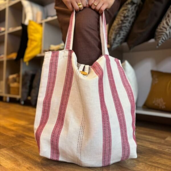 Sac  en lin rayure