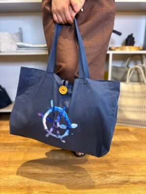 Sac en lin bleu
