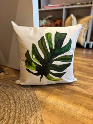 Coussin Tropical feuille verte