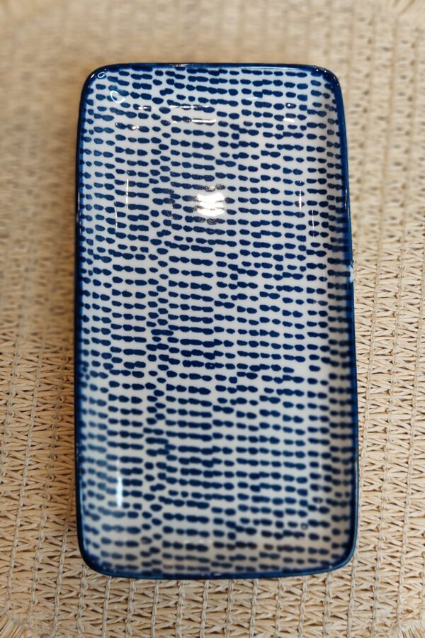 Assiette rectangulaire bleu