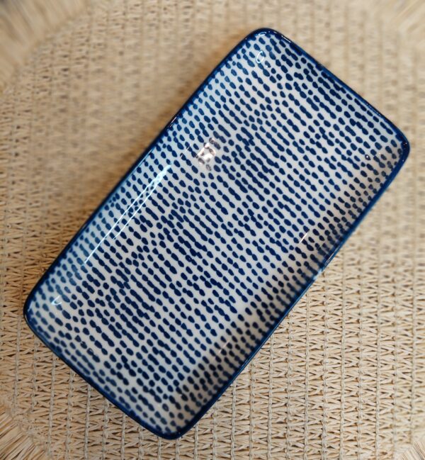 Assiette rectangulaire bleu