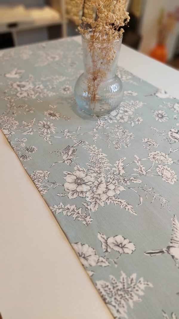 Chemin de table bleu gris