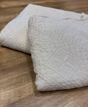 Plaid en lin blanc cassé