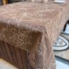 Nappe  en lin marron brodé
