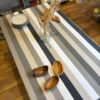 Nappe a rayure  beige et gris