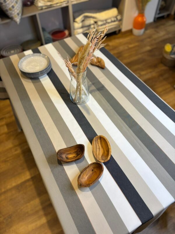 Nappe a rayure  beige et gris