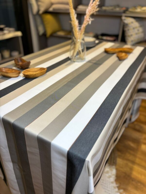 Nappe a rayure  beige et gris