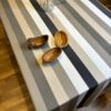 Nappe a rayure  beige et gris