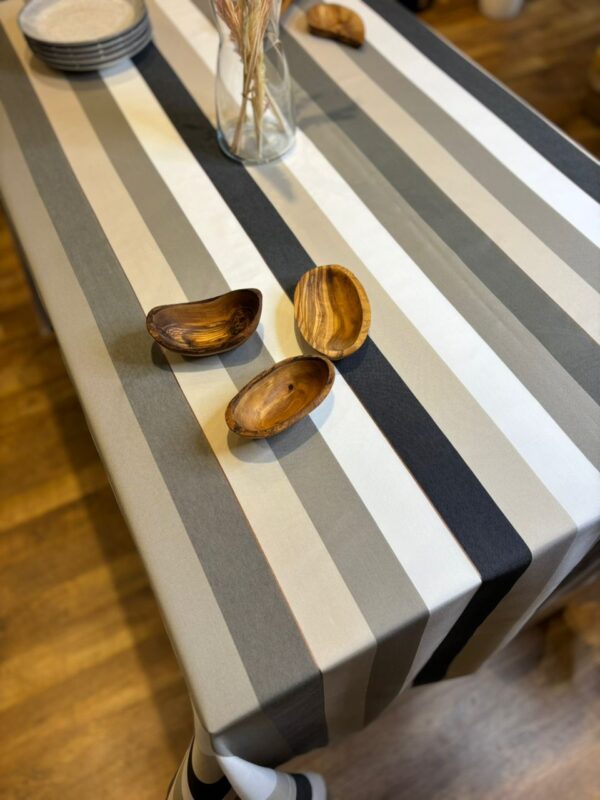 Nappe a rayure  beige et gris