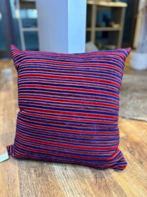 Coussin rayure rouge et bleu